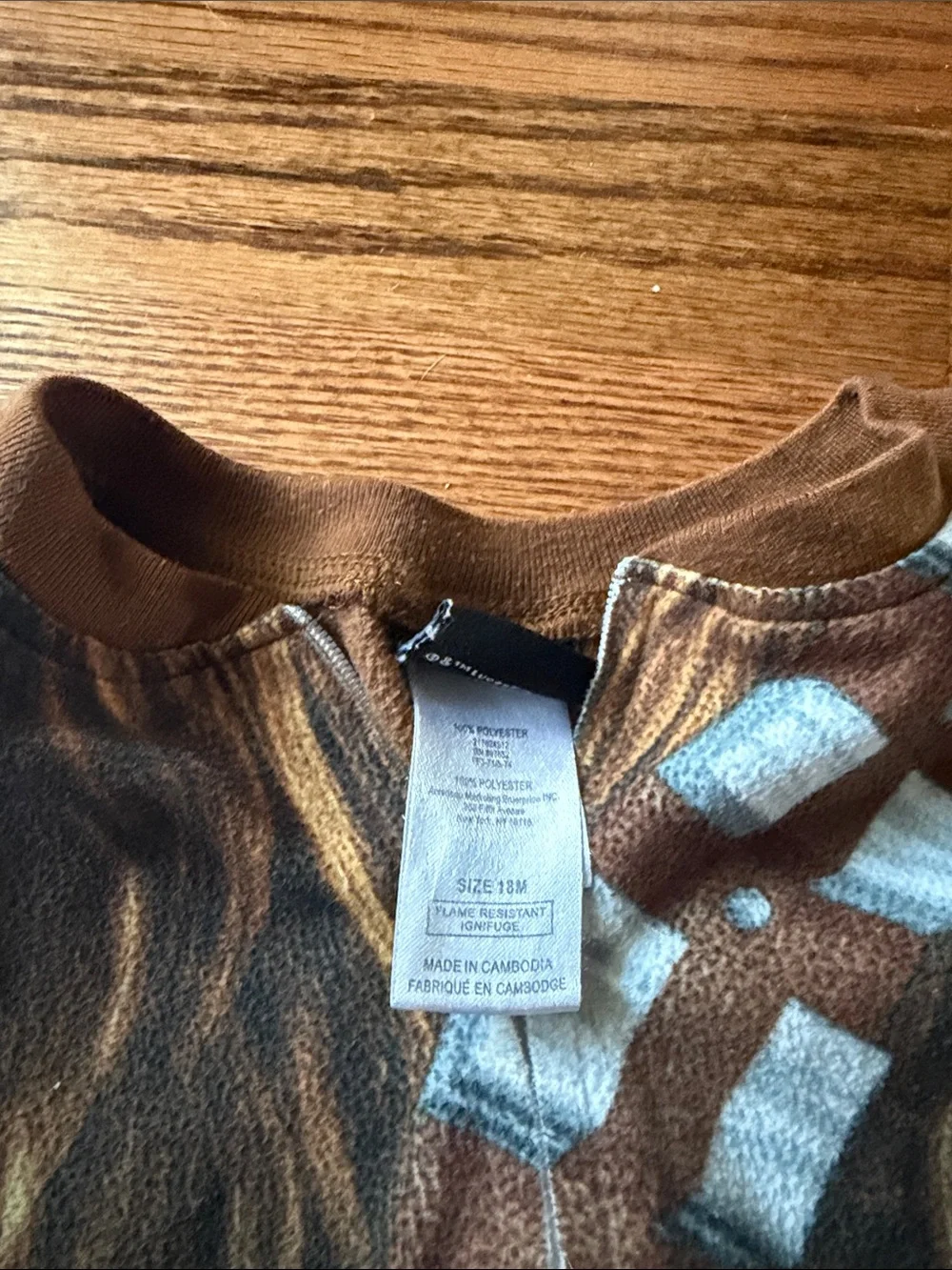 Chewbacca Inspired Brown Footed One-Piece Pajamas, size 18 months long sleeved